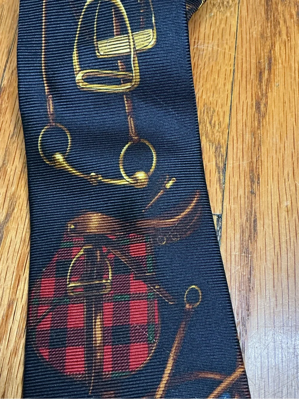 Vintage Polo by Ralph Lauren Equestrian Silk Tie Riding Saddle Horse Plaid